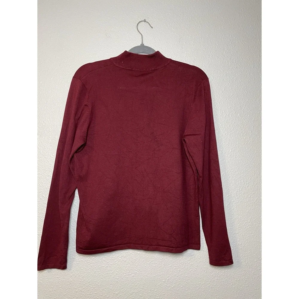 Pendleton Mock Neck Sweater Women's‎ Large Maroon Silk Blend Pullover